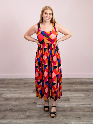 *NEW* Kiki Midi Dress | Magenta & Royal