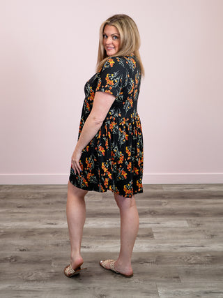 *NEW* Wildflower Floral Babydoll Dress | Black