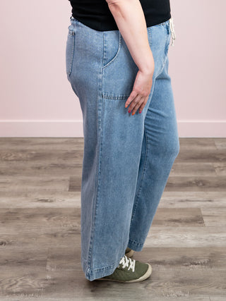 DEX | All Set Wide Leg Denim Pant | Washed Blue
