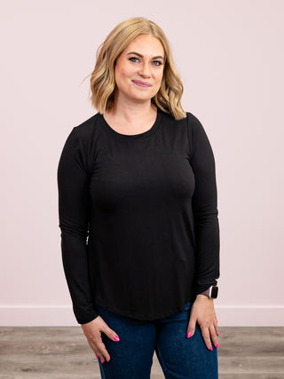 Laura Long Sleeve Top | Black