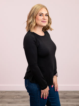 Laura Long Sleeve Top | Black