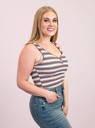 *NEW* Summer Lovin' Striped Tank | Mocha & Ivory