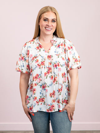 *NEW* Garden Party Floral Blouse | Ivory