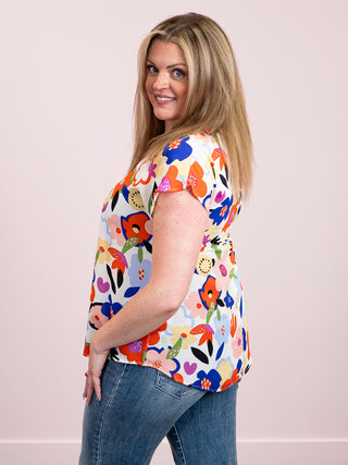 *NEW* Sunlit Garden V Neck Floral Top | Ivory