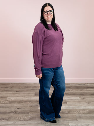 Corrine Ribbed Pullover Top | Plum