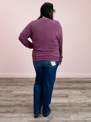 Corrine Ribbed Pullover Top | Plum