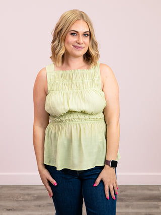 Colette Peplum Tank | Sage
