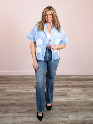 *NEW* Flower Patch Blouse | Light Blue