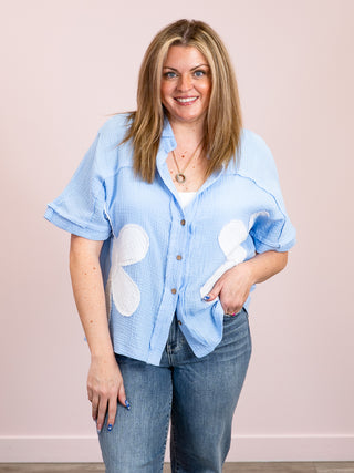 *NEW* Flower Patch Blouse | Light Blue