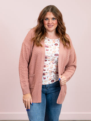 Billie Open Knit Cardigan | Dusty Rose