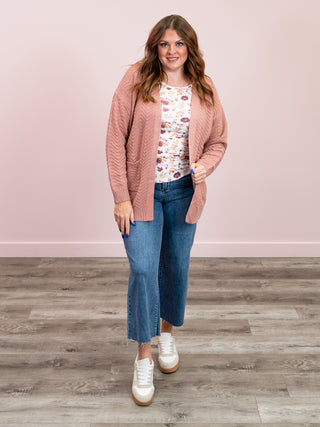 Billie Open Knit Cardigan | Dusty Rose