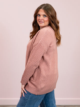 Billie Open Knit Cardigan | Dusty Rose