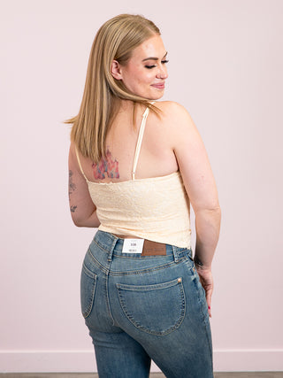 *NEW* Romantic Lace Strap Corset Top | Champagne