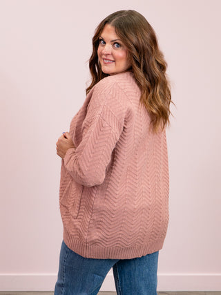 Billie Open Knit Cardigan | Dusty Rose