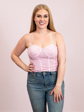 *NEW* Romantic Lace Strap Corset Top | Blush