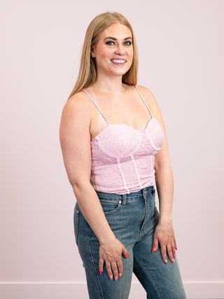 *NEW* Romantic Lace Strap Corset Top | Blush