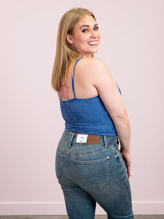*NEW* Romantic Lace Strap Corset Top | Denim