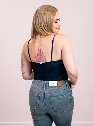*NEW* Romantic Lace Strap Corset Top | Navy
