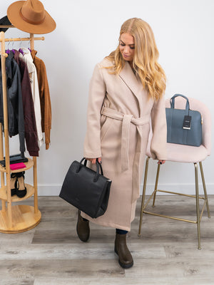 RD Style | Macie Belted Coat | Beige Melange