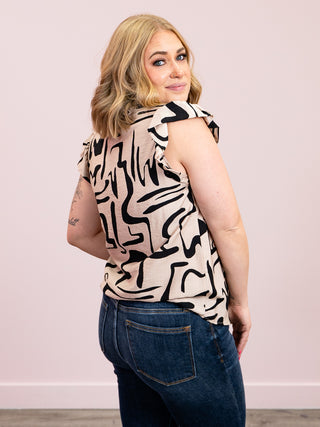 Lizanne Short Sleeve Ruffle Top | Tan