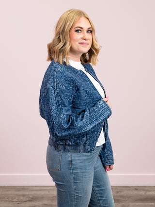 DEX | Sunshine Quilted Bomber Jacket | Washed Indigo