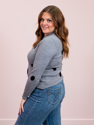 Jeannie Polka Dot Sweater | Heather Gray & Black