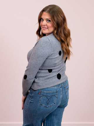 Jeannie Polka Dot Sweater | Heather Gray & Black