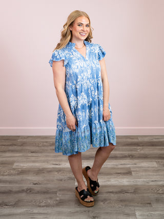 *NEW* Coastal Breeze Tiered Dress | Denim Blue