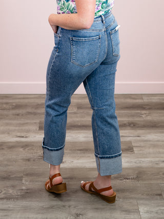 *NEW* Risen | High Waist Straight Cuffed Hem Jeans | Medium | Tucker
