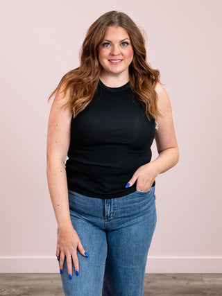 DEX | Ava Ribbed Tank | Black