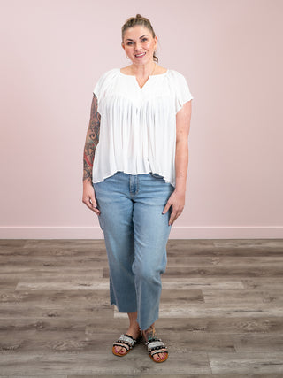*NEW* Malibu Mood Flutter Yoke Blouse | Ivory