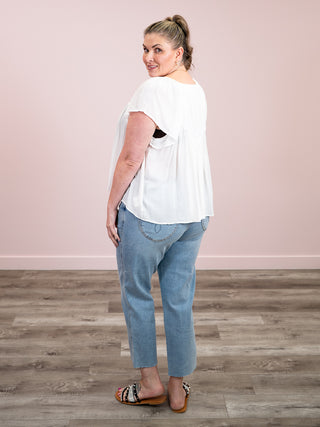 *NEW* Malibu Mood Flutter Yoke Blouse | Ivory