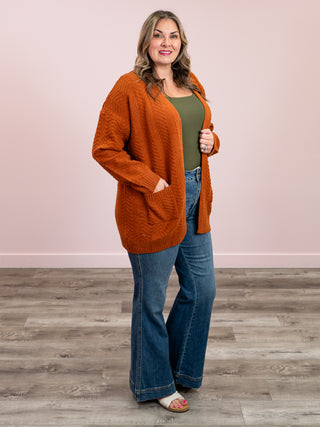 Billie Open Knit Cardigan | Rust