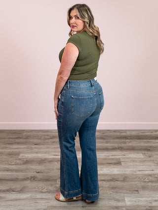 Second Skin | Tiara Rib Rounded Square Neck Bodysuit | Olive