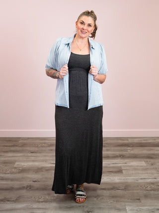 *NEW* DEX | Tamara Button Front Blouse | Bleached Indigo