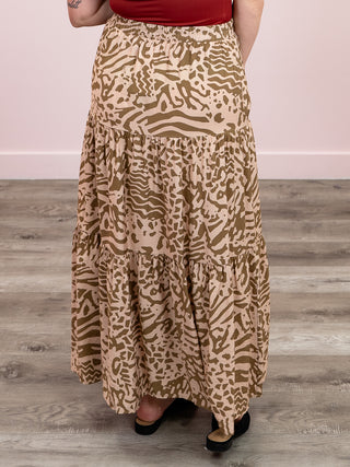 Wild Instincts Tiered Midi Skirt | Taupe