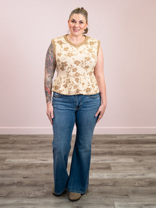*NEW* Petal Loom Floral Sleeveless Peplum Top | Taupe