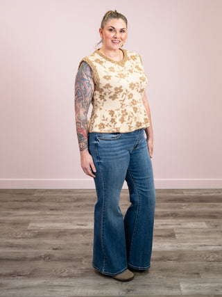 *NEW* Petal Loom Floral Sleeveless Peplum Top | Taupe