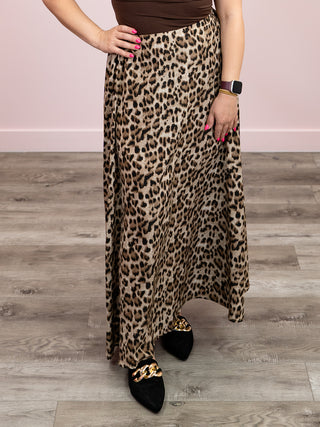 Verine Leopard Maxi Skirt | Brown
