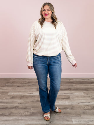 Amberly Striped Pullover | Beige