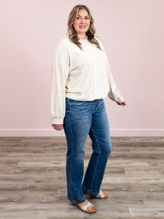 Amberly Striped Pullover | Beige