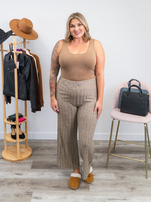 DEX | Foxy Ribbed Lounge Pant | Taupe Heather Grey
