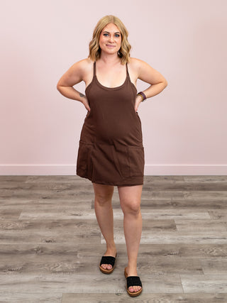 Lopez Mini Dress Romper | Brown