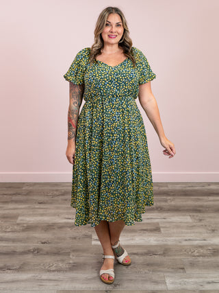 Mallory Floral Midi Dress | Navy