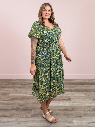Mallory Floral Midi Dress | Navy