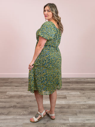 Mallory Floral Midi Dress | Navy