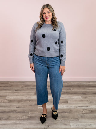 Jeannie Polka Dot Sweater | Heather Gray & Black