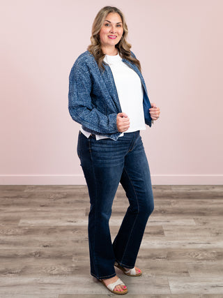 DEX | Sunshine Quilted Bomber Jacket | Washed Indigo