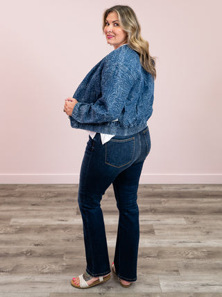 DEX | Sunshine Quilted Bomber Jacket | Washed Indigo