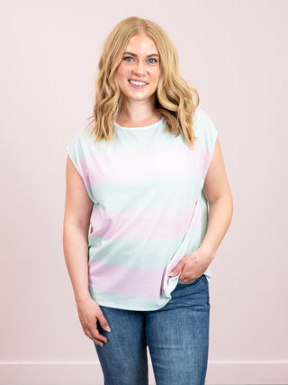 *NEW* Violet Short Sleeve Colour Block Top | Blush & Mint